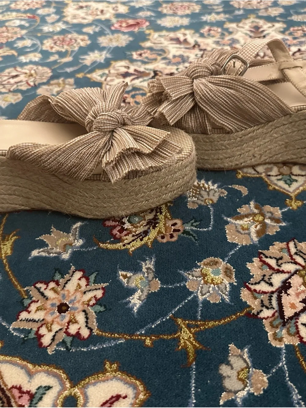 Loeffler Randall Sandals Beige Gingham US 9